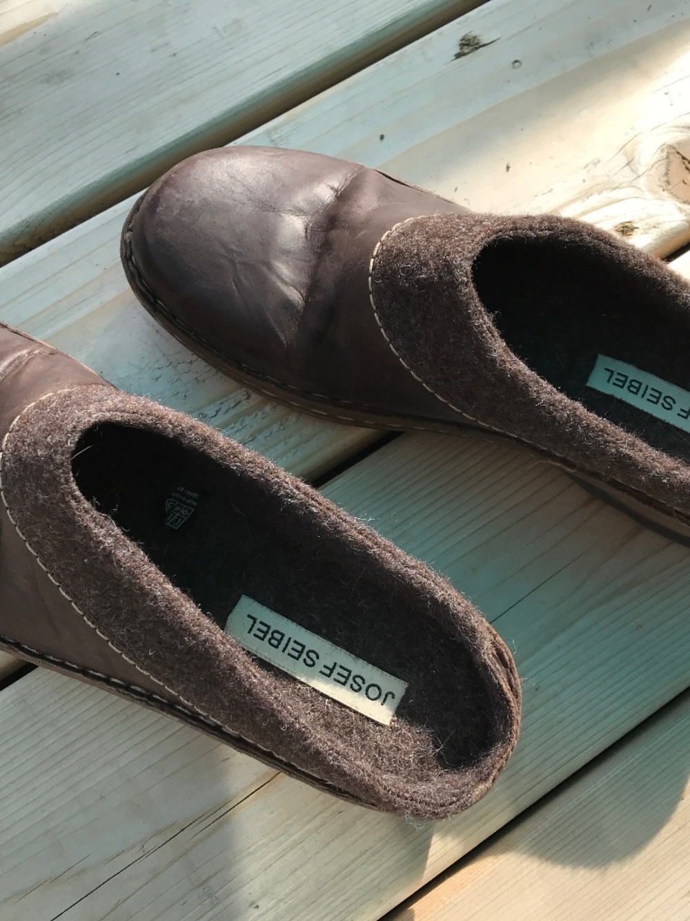 Joseph Seibel leather and wool felt clogs EU41